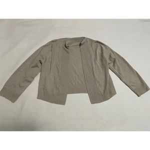 Calvin Klein cream and gold sparkle buttonless sweater (size medium)